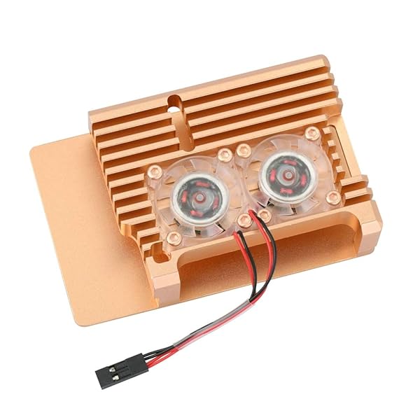 Unistorm Raspberry Pi 4 Model B Aluminum Case with Dual Cooling Fan Metal Box Gold Shell for RPI 4B - View 5 of 7