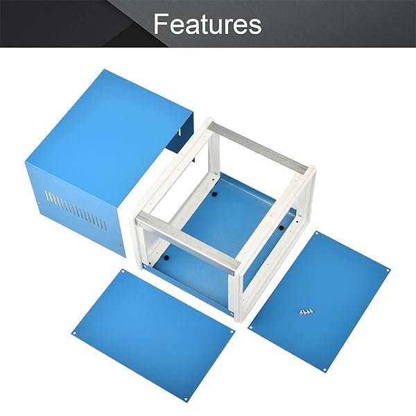 Fielect Fielect Blue Metal Electronic Enclosure Project Box 8.27 x 7.09 x 5.51 Inch DIY Junction Case - View 3 of 6
