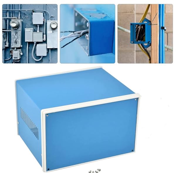Fielect Fielect Blue Metal Electronic Enclosure Project Box 8.27 x 7.09 x 5.51 Inch DIY Junction Case - View 6 of 6
