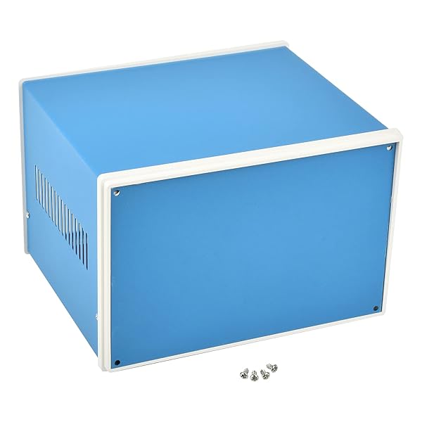 Fielect Fielect Blue Metal Electronic Enclosure Project Box 8.27 x 7.09 x 5.51 Inch DIY Junction Case