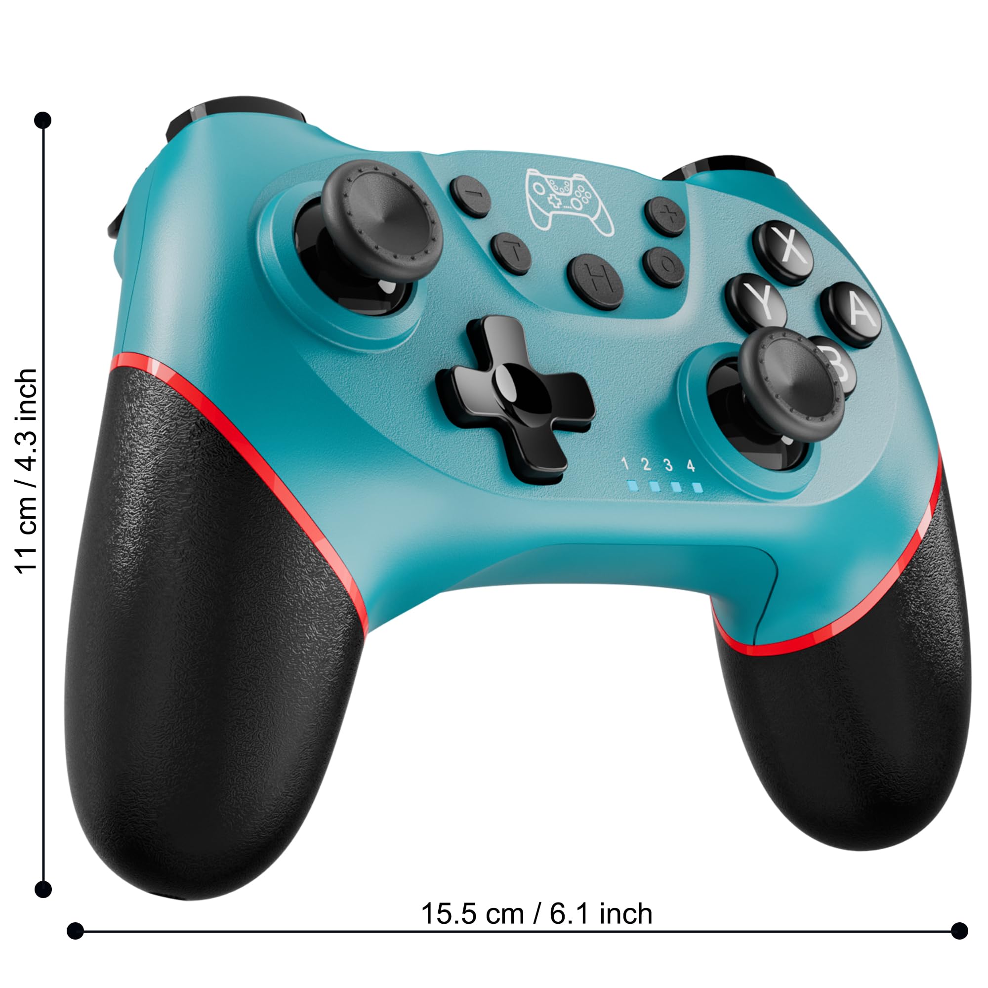 Diswoe Diswoe Wireless Pro Controller for Switch Lite OLED with Hall Effect Joystick Turbo Vibration Motion Control Ergonomic Blue - View 4 of 5