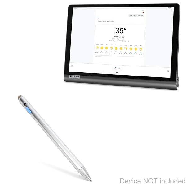 BoxWave AccuPoint Active Stylus for Lenovo Yoga Smart Tab Row - Ultra Fine Tip, Metallic Silver