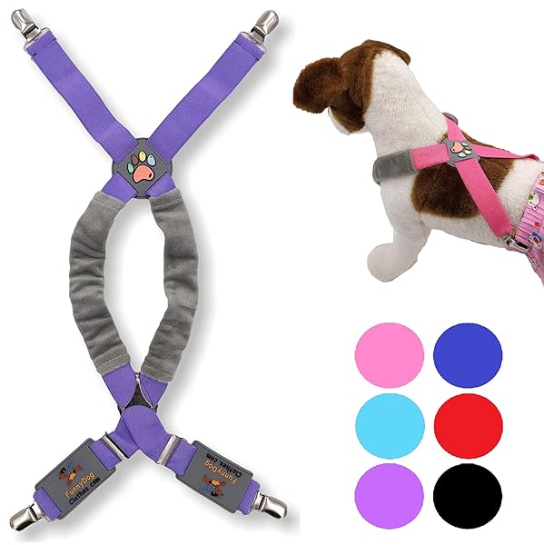 FUNNYDOGCLOTHES FunnyDogClothes Dog Suspenders for Pets Apparel Diapers Pants Skirt Belly Bands for Small Medium Large Dogs Purple