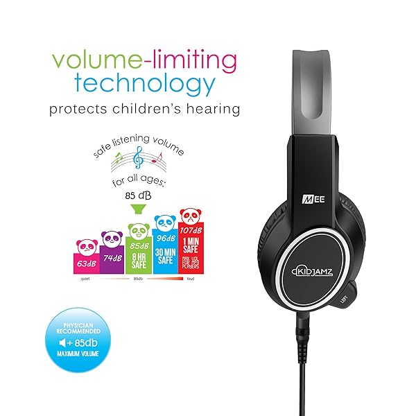 MEE audio MEE audio KidJamz 3 Child Safe Headphones Volume Limiting Technology Black 3-Pack for Kids - View 3 of 10