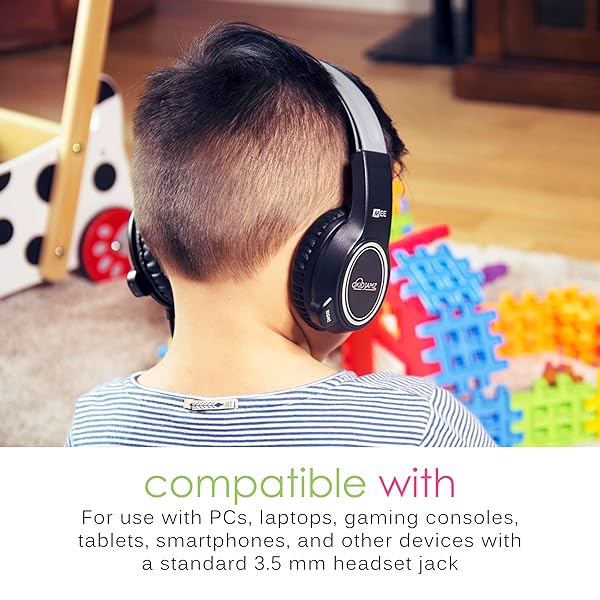 MEE audio MEE audio KidJamz 3 Child Safe Headphones Volume Limiting Technology Black 3-Pack for Kids - View 10 of 10