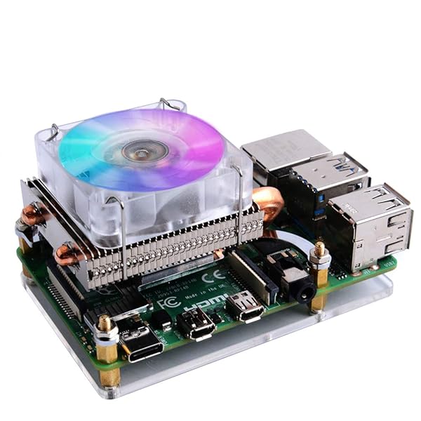 GeeekPi GeeekPi PWM Fan & RGB Cooler for Raspberry Pi 4, 3B+ & 3B - Low-Profile Aluminum Heatsink