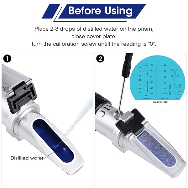 XRCLIF Antifreeze Refractometer 4 in 1 Coolant Tester for Freezing Point and Battery Acid Ethylene Propylene Glycol Testing - View 4 of 7