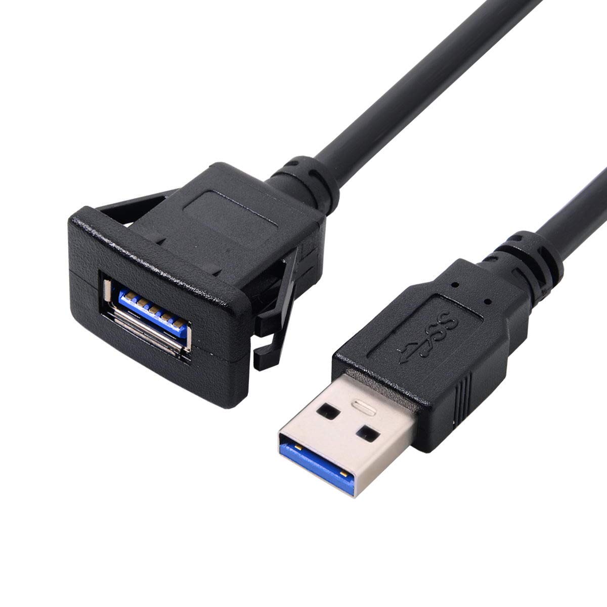 xiwai Xiwai 1M Waterproof USB 3.0 Extension Cable for Car Dashboard - Durable AUX Latch Mount