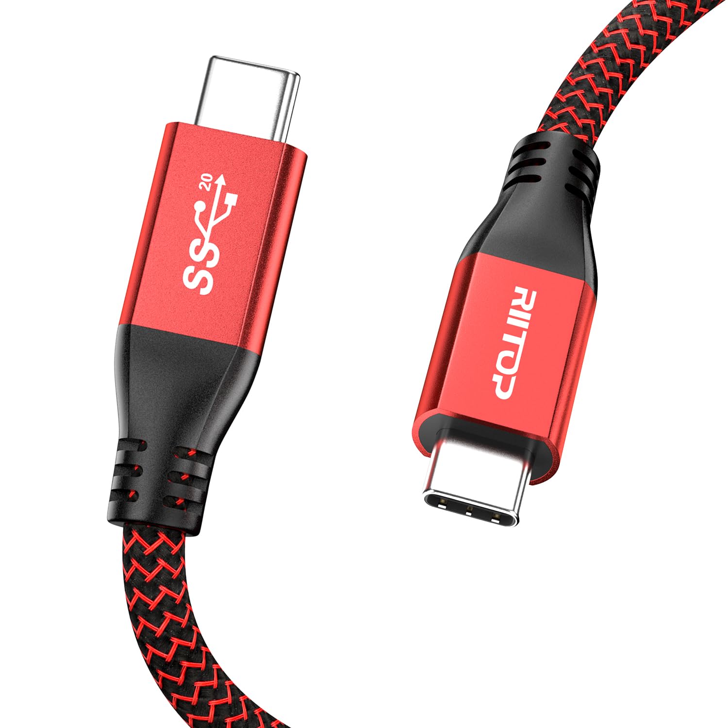 RIITOP 5FT USB C to C Cable 100W 20Gbps USB 3.2 Type-C Gen 2x2 Fast Charge 4K Video Braided Cord for MacBook Pro and USB-C Devices