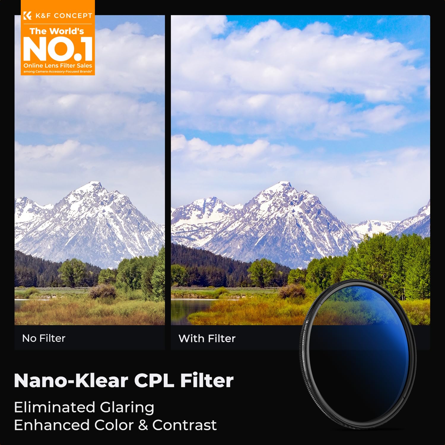 K&F CONCEPT KF Concept 52mm Circular Polarizer Optical Glass Lens Filter Ultra Slim Multi Layer Coatings for Camera Lens K Series - View 2 of 7