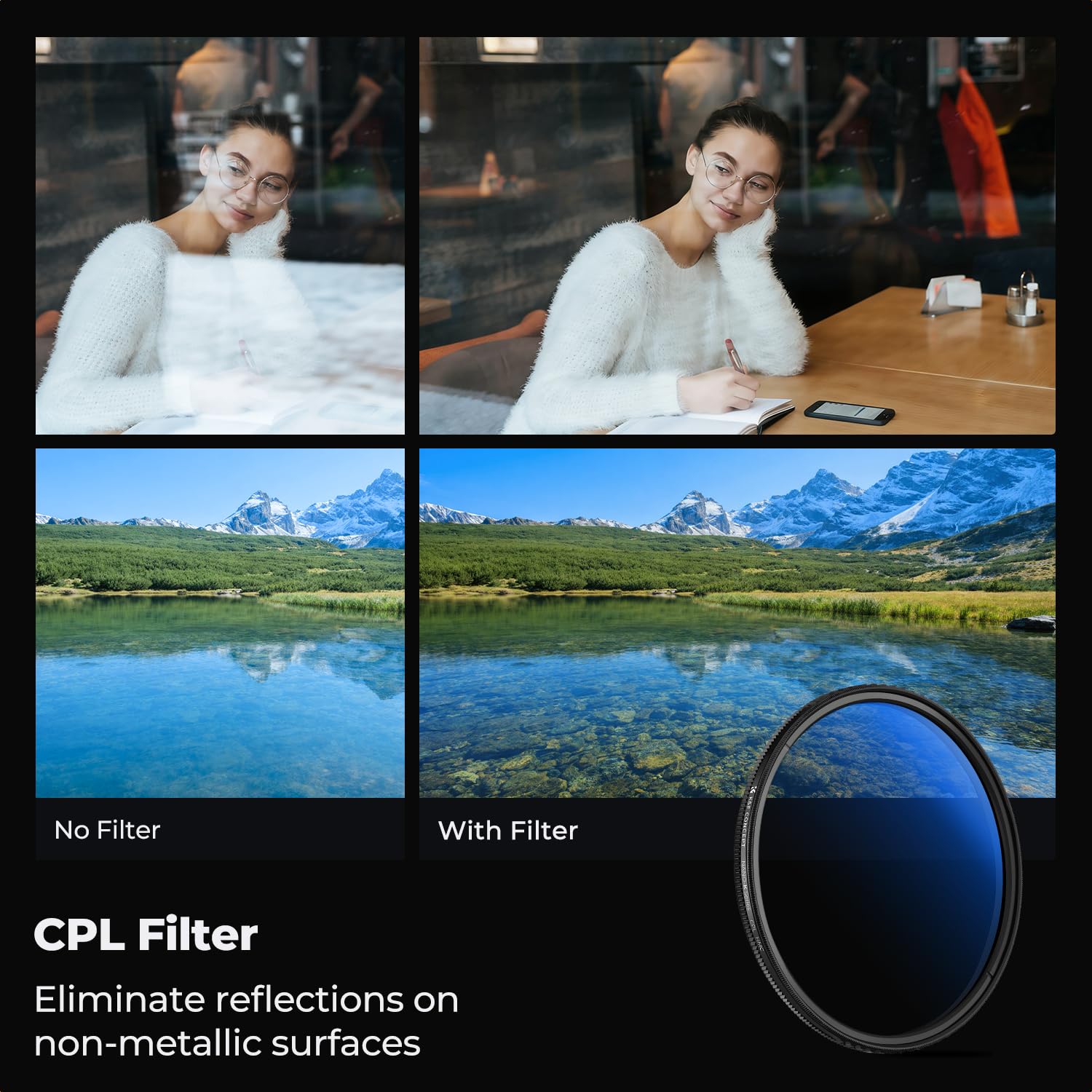 K&F CONCEPT KF Concept 52mm Circular Polarizer Optical Glass Lens Filter Ultra Slim Multi Layer Coatings for Camera Lens K Series - View 3 of 7