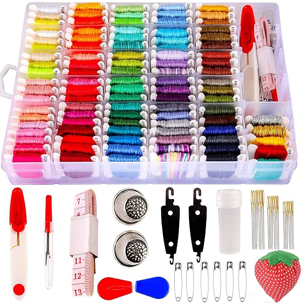 YITOHOP 200+ Embroidery Floss Kit for Friendship Bracelets & Cross Stitch - Includes Organizer Box & 100 Threads - Perfect Xmas Gift!