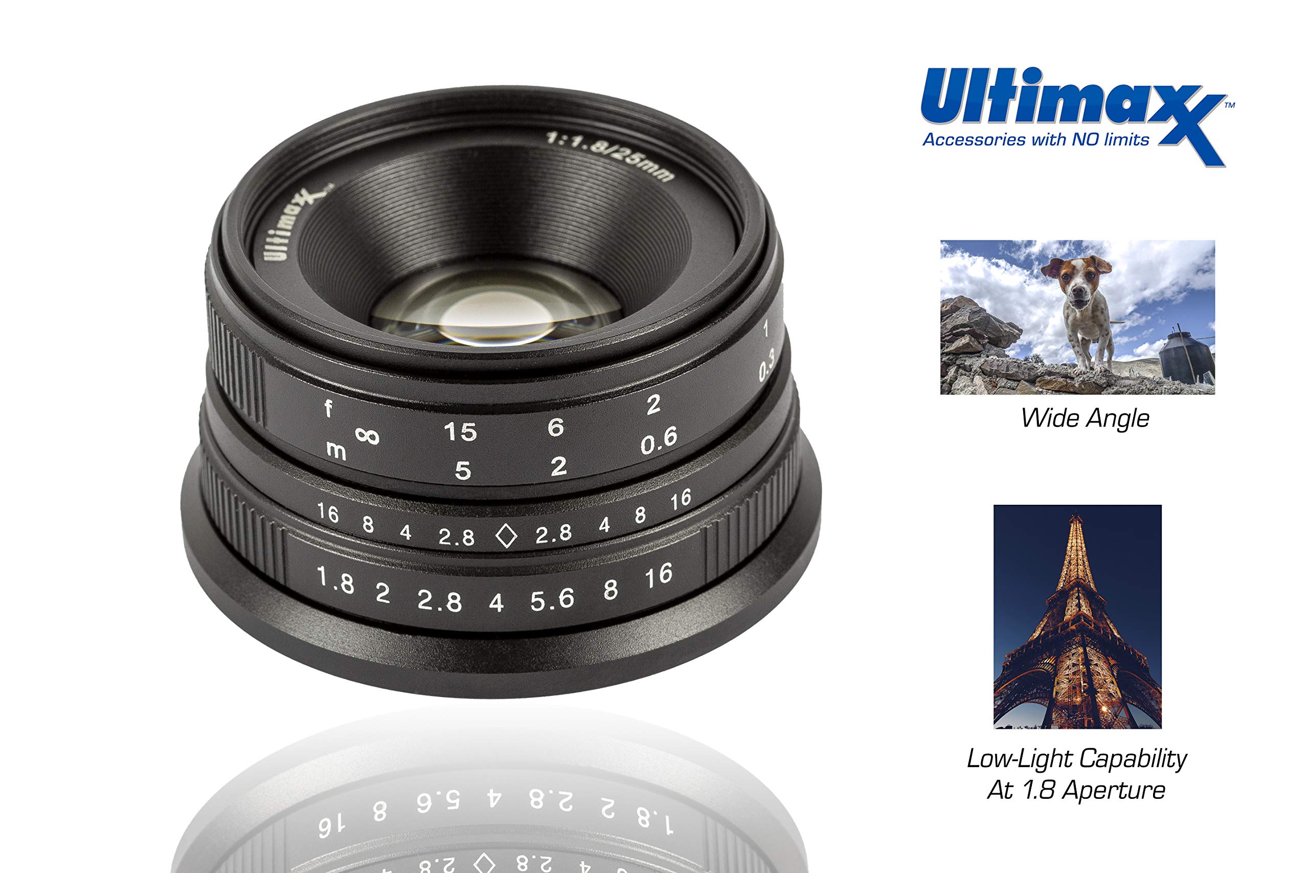 Ultimaxx Ultimaxx 25mm f1.8 Manual Lens Kit for Sony FS7 FS5 A7 A6500 A6000 NEX Series and Other E Mount Cameras - View 4 of 9
