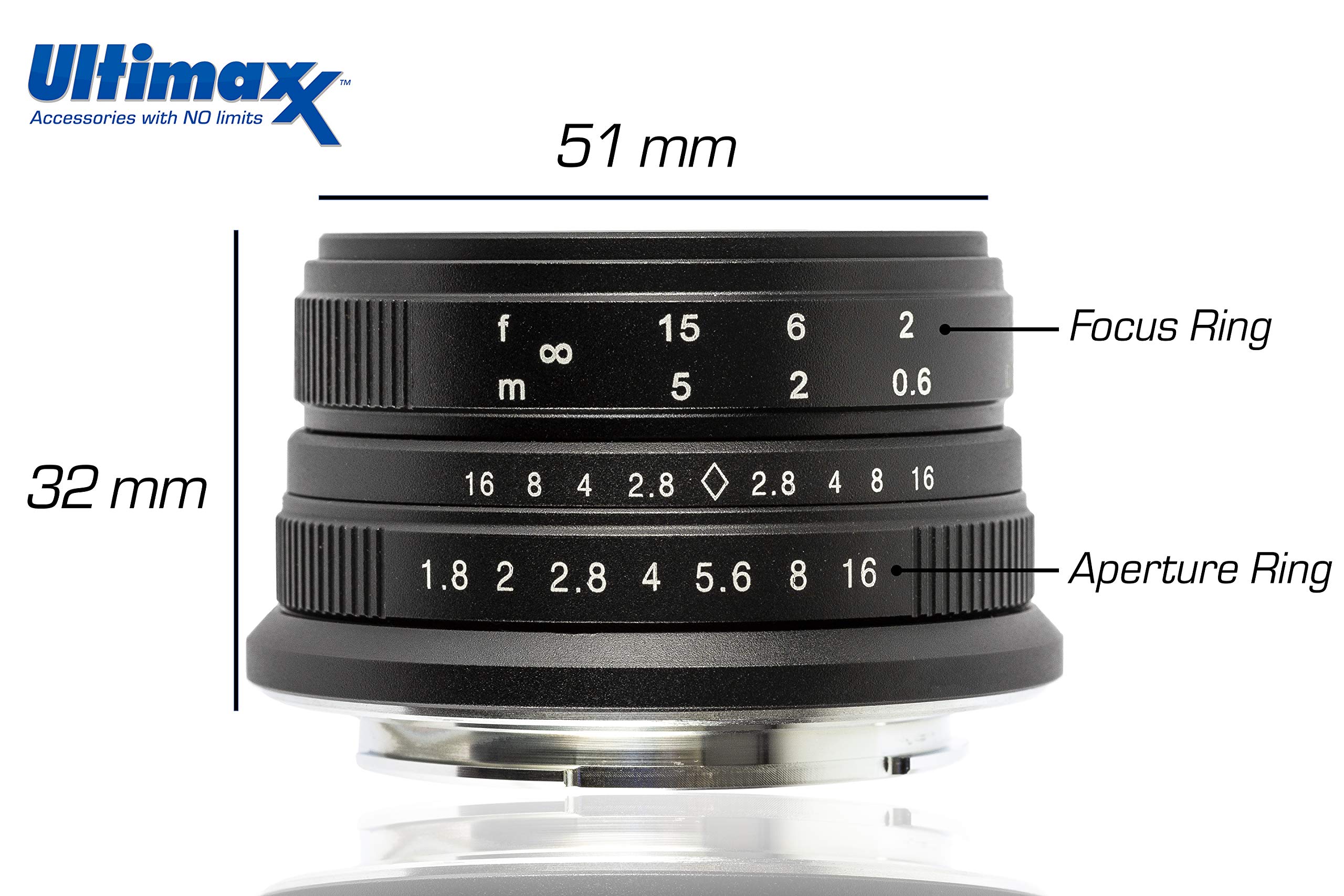 Ultimaxx Ultimaxx 25mm f1.8 Manual Lens Kit for Sony FS7 FS5 A7 A6500 A6000 NEX Series and Other E Mount Cameras - View 5 of 9