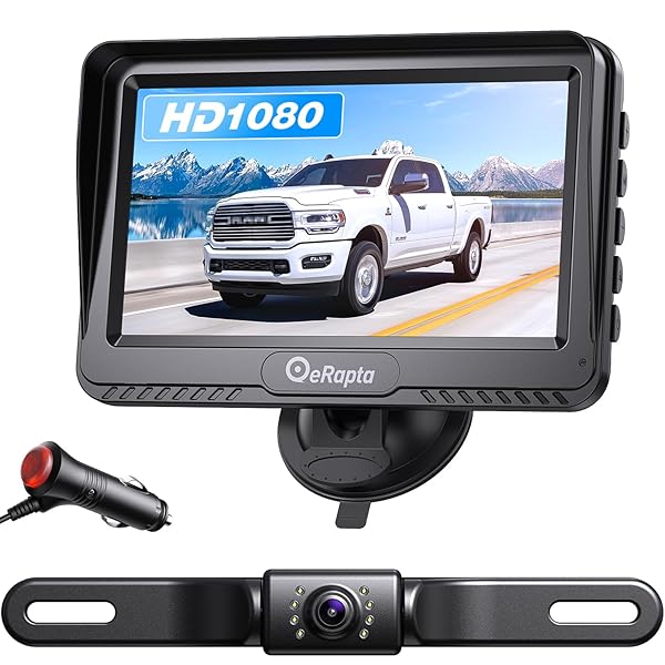 eRapta eRapta Backup Camera 4.3 Inch HD 1080P Monitor Kit Waterproof Night Vision for Cars Trucks RVs and More