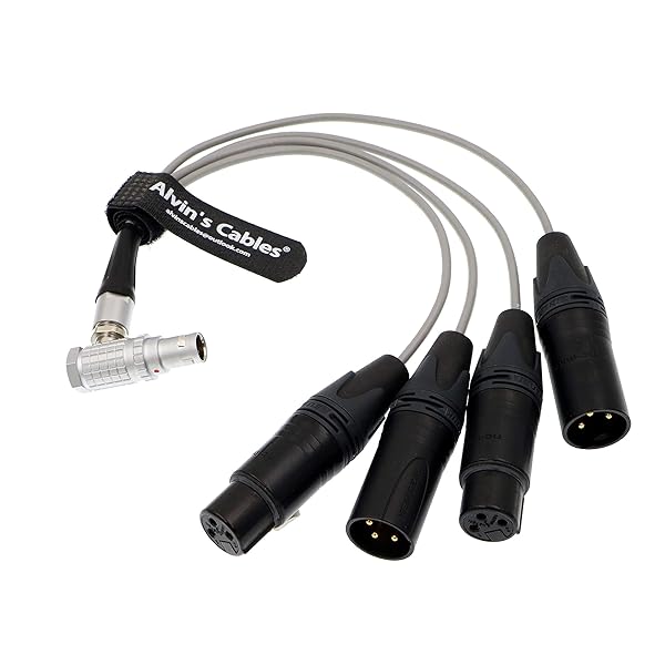 Alvins Cables Breakout Audio Input Output Cable for Atomos Shogun Monitor Recorder Right Angle 10 Pin to 4 XLR 3 Pin