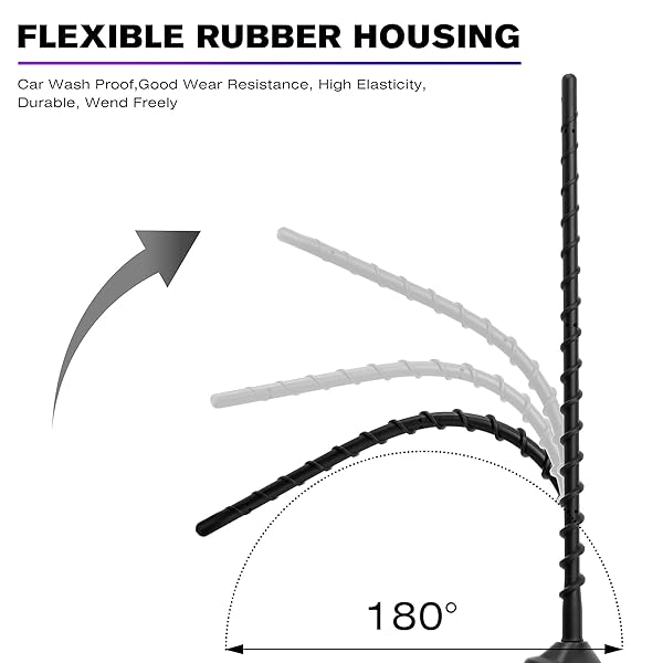 VOFONO 13-Inch Flexible Rubber Antenna for 2007-2024 Chevy Silverado & GMC Sierra - Direct Replacement (M7 Thread) - View 5 of 9