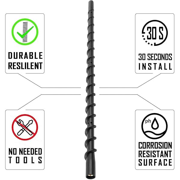 VOFONO 13-Inch Flexible Rubber Antenna for 2007-2024 Chevy Silverado & GMC Sierra - Direct Replacement (M7 Thread) - View 9 of 9