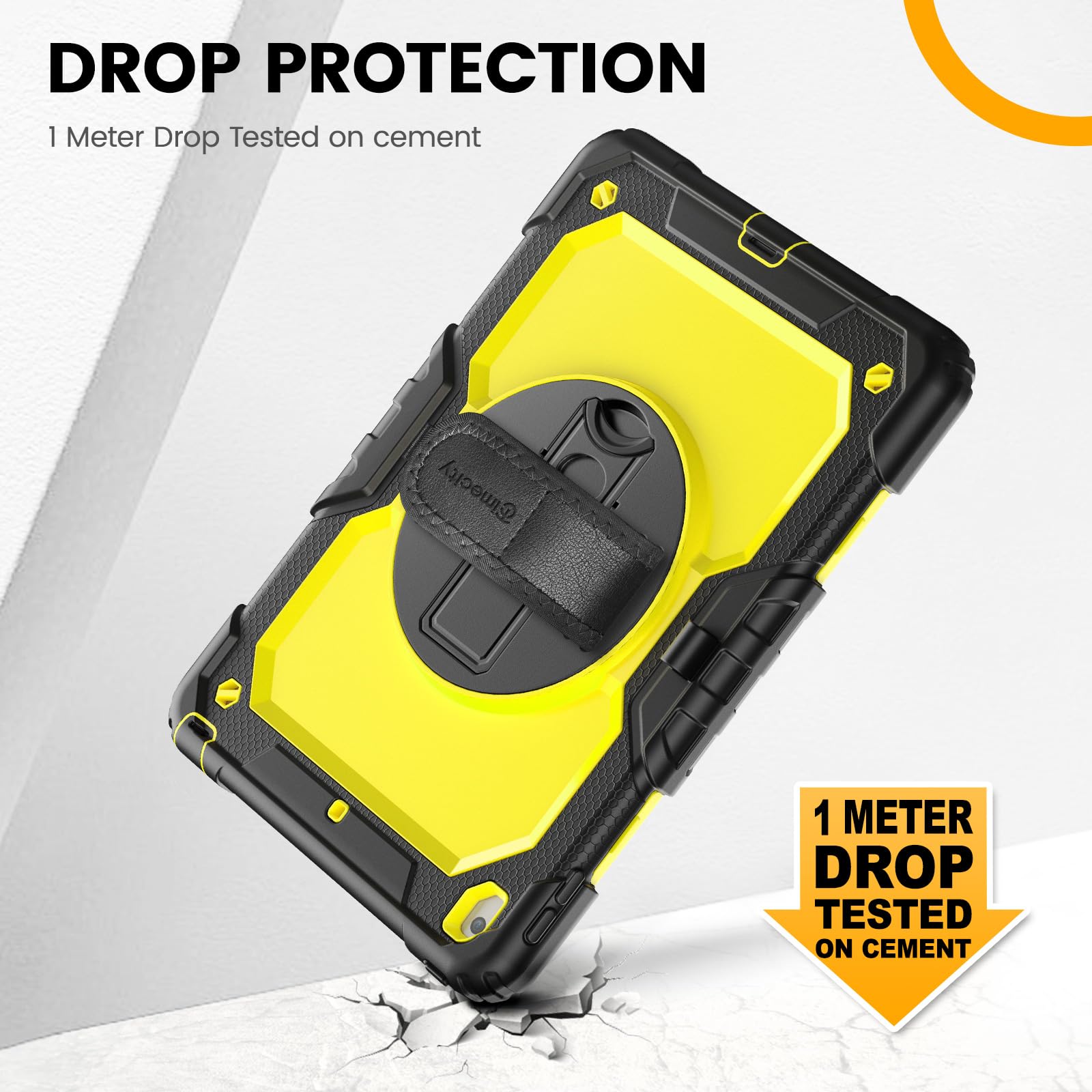 timecity Timecity Heavy Duty iPad Case for 9th 8th 7th Generation 10.2 inch with Screen Protector Rotating Stand Shoulder Strap and Pencil Holder Yellow - View 3 of 9