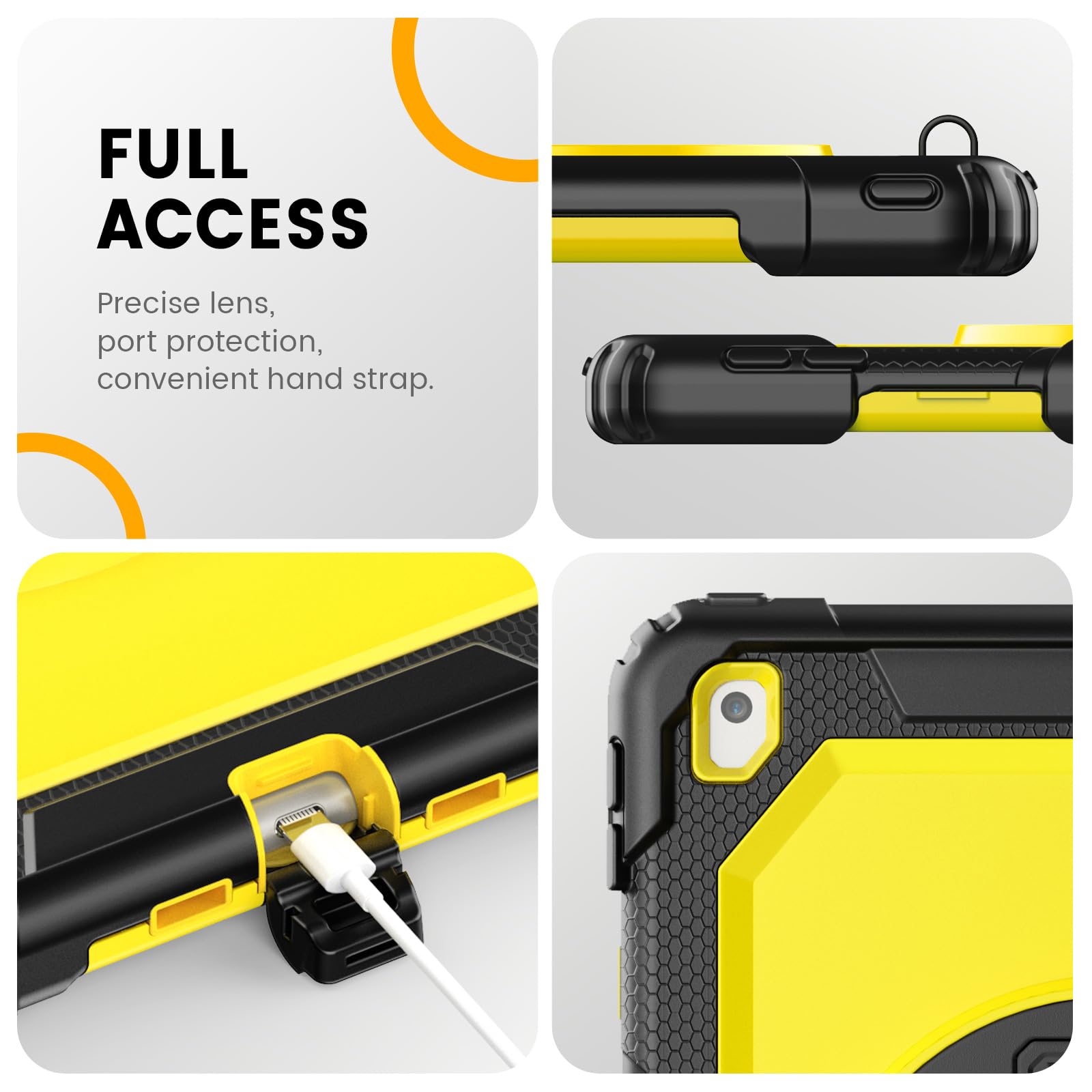 timecity Timecity Heavy Duty iPad Case for 9th 8th 7th Generation 10.2 inch with Screen Protector Rotating Stand Shoulder Strap and Pencil Holder Yellow - View 8 of 9