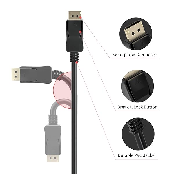 BolAAzuL BolAAzuL Displayport 1.2 Extension Cable 2K 144Hz 4K 60Hz 1.8M Male to Female Cord for Gaming and High Resolution Displays - View 7 of 9