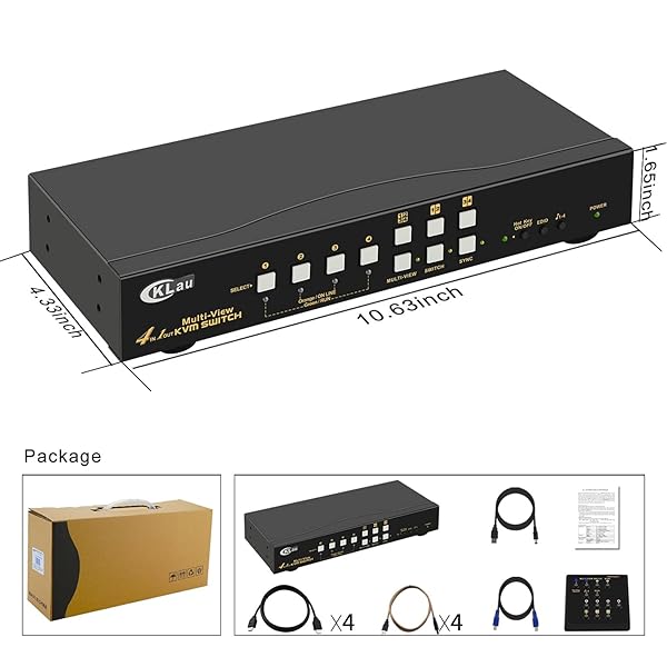 CKLau CKLau 4Kx2K HDMI KVM Switch: 4-Port Multi-View with USB Hub & 7 Modes for Quad Screen Setup - View 7 of 7