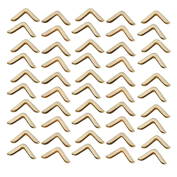 YWBL-WH 50pcs Vintage Iron Book Corner Protectors for Scrapbooking & Photo Albums - C103 Aurichalceous - View 7 of 10