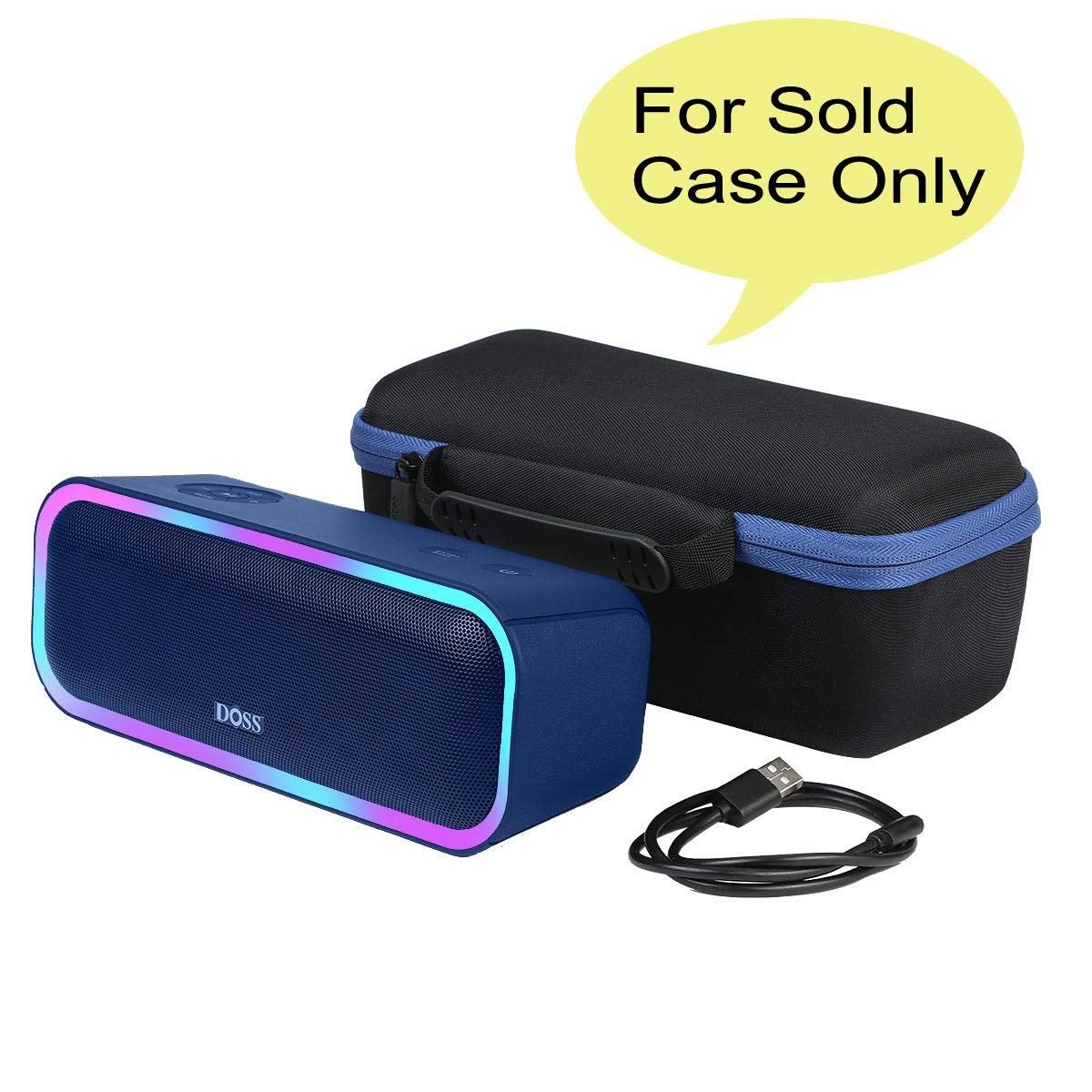 co2CREA co2CREA Hard Travel Case for DOSS SoundBox Pro Wireless Bluetooth Speaker Black with Blue Interior - View 2 of 7
