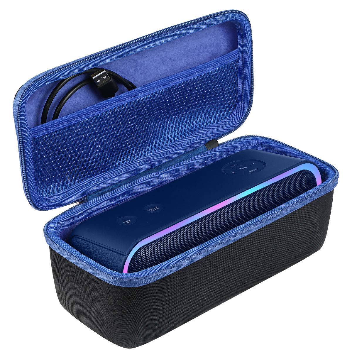co2CREA Hard Travel Case for DOSS SoundBox Pro Wireless Bluetooth Speaker Black with Blue Interior