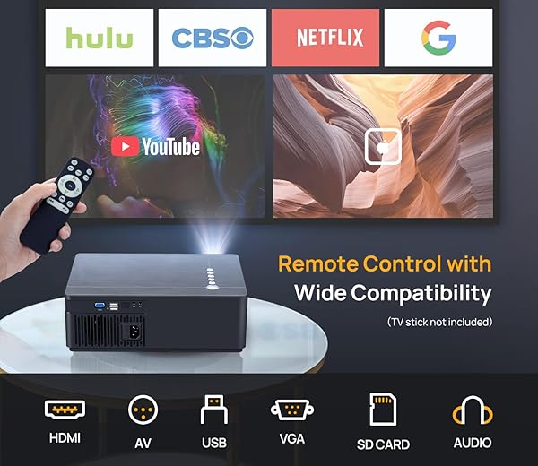 UUO "UUO 4K Projector: Native 1080P Outdoor Movie Projector with 300" Projection, Digital Keystone & Multi-Device Compatibility" - View 7 of 8