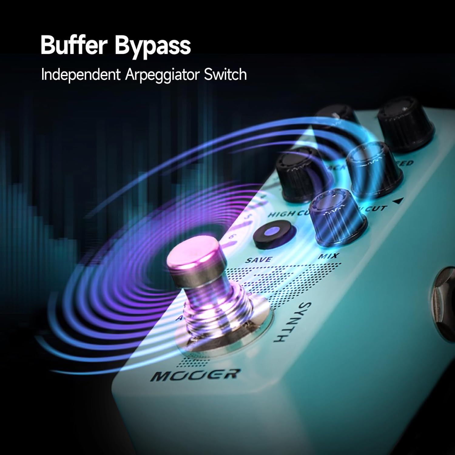 MOOER MOOER E7 Polyphonic Guitar Synth Pedal with 7 Tones Arpeggiator and Preset Slots for Enhanced Sound Control - View 3 of 6