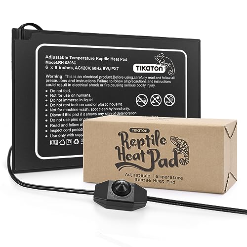 Tikaton Tikaton Reptile Heat Pad Adjustable Temperature Under Tank Heater for 10-20gal and 30-40gal Terrarium Mat for Turtle Snake Lizard Frog Plant Box