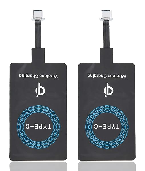 2PCS Universal Ultra Slim Type C Wireless Charger Receiver Module Compatible with Qi Enabled Type C Mobile Phones