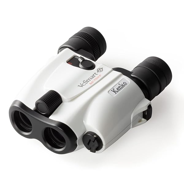 Kenko Kenko 8x21 Compact Binoculars with Image Stabilization for Sports, Hunting & Bird Watching - Full Multi-Coating, White