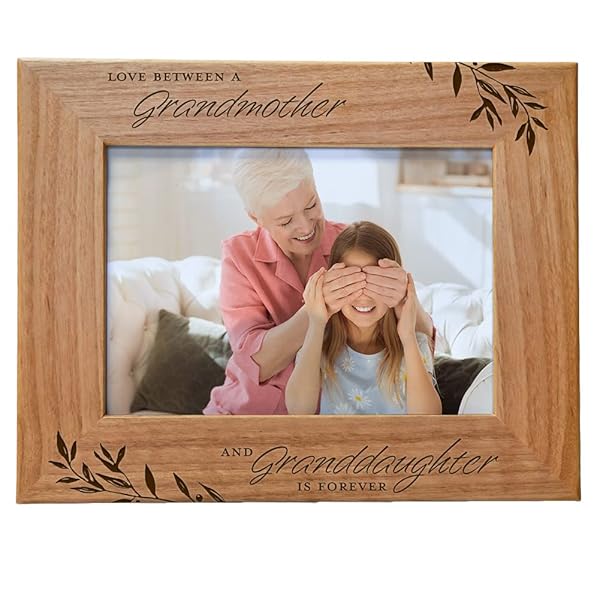 Laser Engraved Wood Picture Frame for Grandma and Granddaughter Perfect Gift for Mother's Day Birthday Christmas 5x7 Horizontal Frame