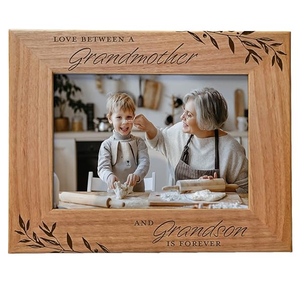 CEDAR CRATE MARKET Love Between a Grandmother and Grandson Forever Engraved Wood Photo Frame Gift for Grandma Fits 5x7 Portrait Perfect for Mothers Day