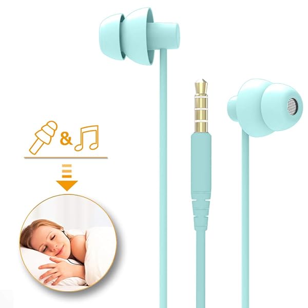 MAXROCK MAXROCK Total Soft Silicon Headphones with Mic for Sleep and Travel Compatible with Cellphones Tablets Light Green - View 2 of 9