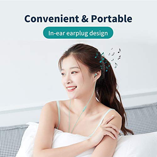 MAXROCK MAXROCK Total Soft Silicon Headphones with Mic for Sleep and Travel Compatible with Cellphones Tablets Light Green - View 6 of 9