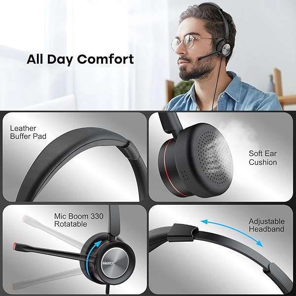 MAIRDI MAIRDI Noise-Canceling USB Headset with Microphone for Zoom, Teams, and Dictation - Perfect for Office and Call Center Use - View 7 of 9