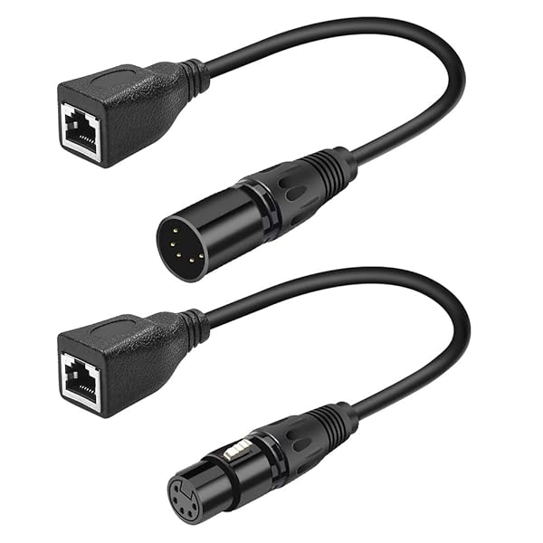SiYear SiYear XLR 5 Pin RJ45 Adapter Cable Male Female DMX Ethernet Converter 1SET 2PACK