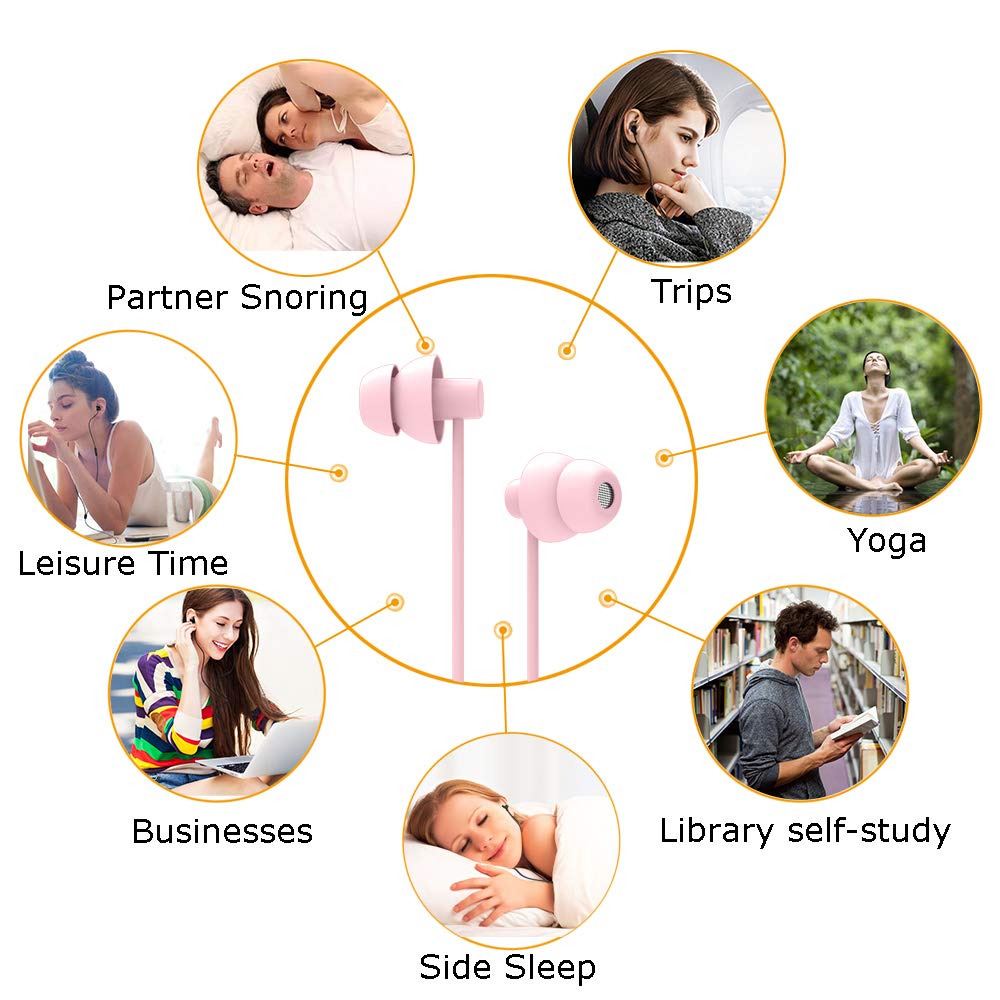 MAXROCK MAXROCK Total Soft Silicon Headphones with Mic for Sleep Travel Compatible with Cellphones Tablets Light Pink - View 4 of 5