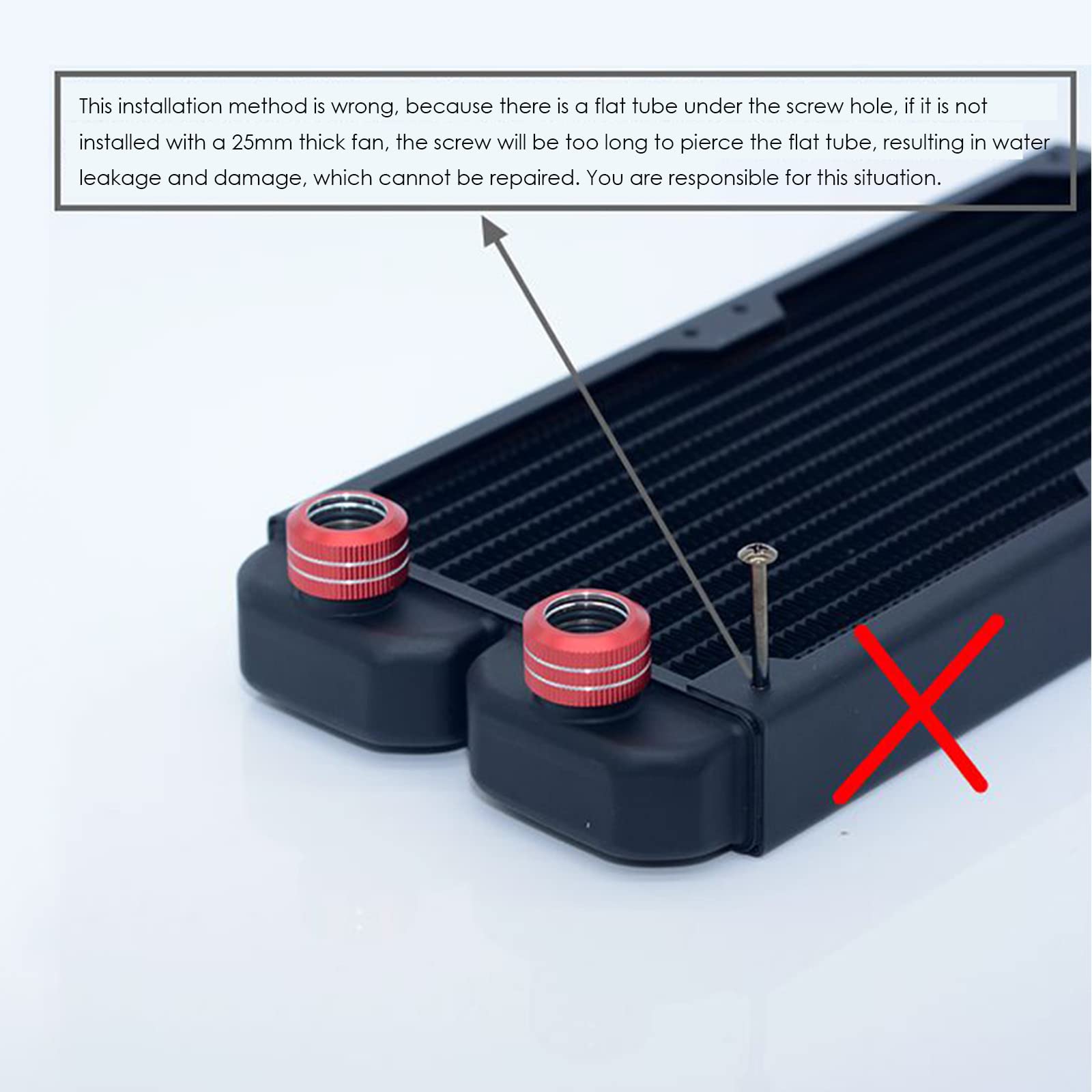 ASHATA ASHATA 240mm Copper Water Cooling Radiator for PC CPU Heat Sink with G1/4 Thread and 14 Pipes Efficient Cooling Solution - View 5 of 9