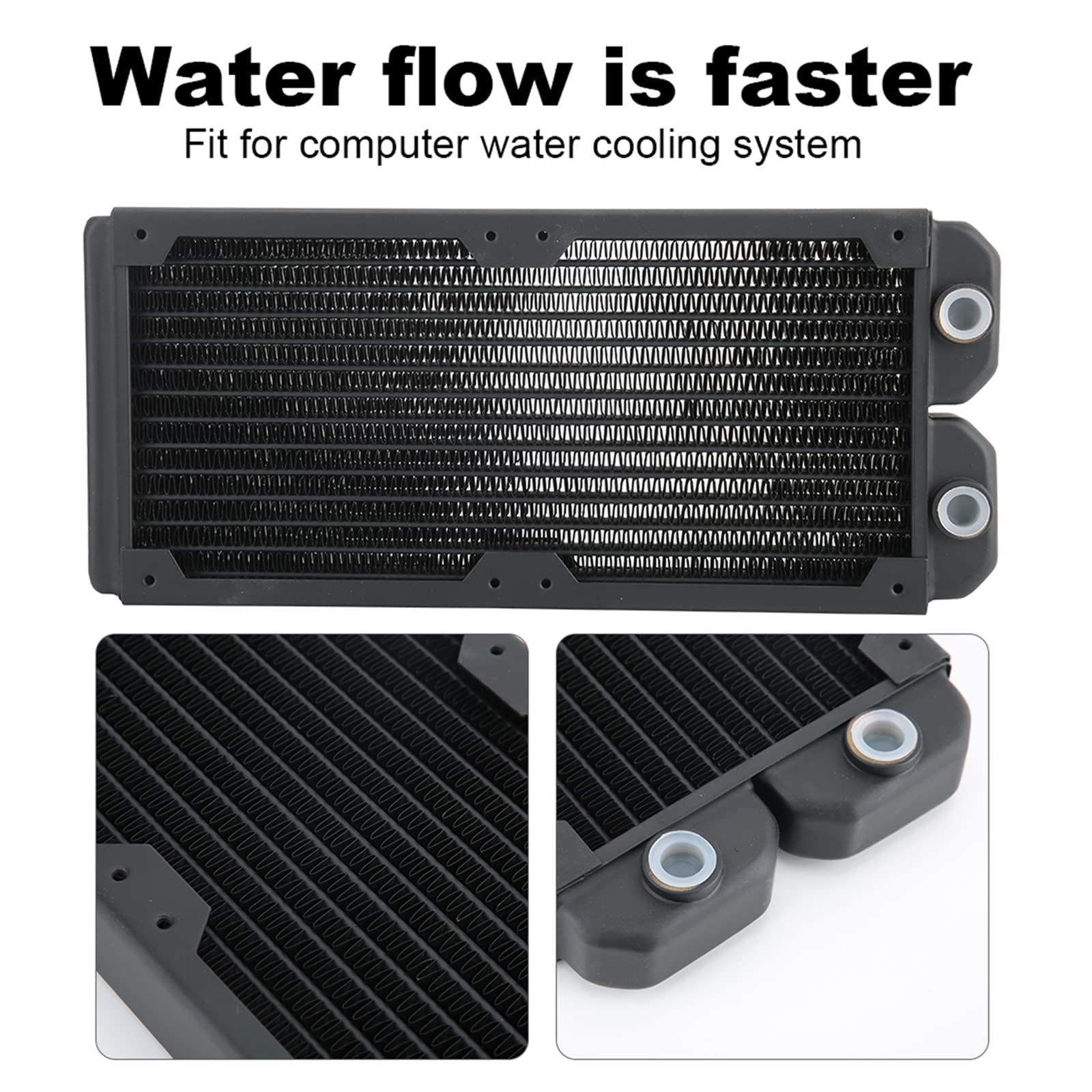 ASHATA ASHATA 240mm Copper Water Cooling Radiator for PC CPU Heat Sink with G1/4 Thread and 14 Pipes Efficient Cooling Solution - View 8 of 9