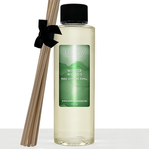 LOVSPA LOVSPA Winter Woods Reed Diffuser Oil Refill 4 oz with Bamboo Reeds for Cozy Home Fragrance