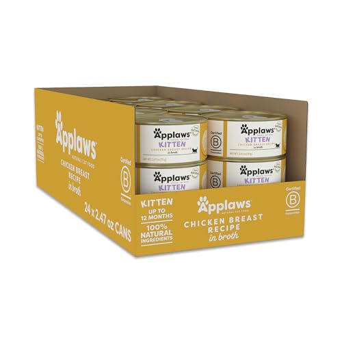 Applaws Applaws Natural Wet Kitten Food: Limited Ingredient Chicken Breast in Broth (24 Cans) - No Additives, Healthy & Delicious!