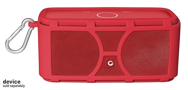 Alltravel Silicone Cover Skin for DOSS SoundBox Touch Wireless Bluetooth Speaker Full Protection Custom Color Shape Matching Carabiner Red - View 2 of 6