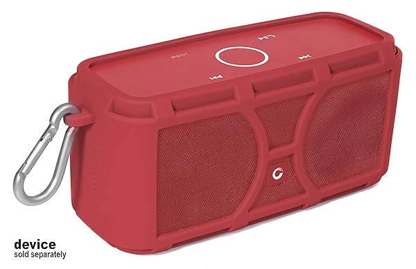 Alltravel Silicone Cover Skin for DOSS SoundBox Touch Wireless Bluetooth Speaker Full Protection Custom Color Shape Matching Carabiner Red - View 3 of 6