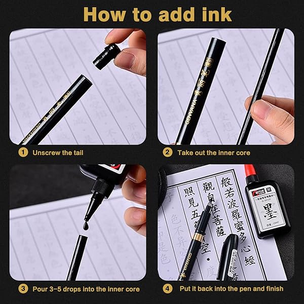 Maxmartt Maxmartt 3 Pcs Calligraphy Pen Set - Ink Pens for Chinese & Japanese Writing, Drawing & Shodo - Perfect for Beginners - View 7 of 10