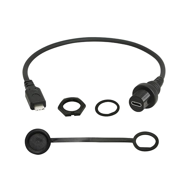 CERRXIAN CERRXIAN 30cm USB Type C 2.0 Mount Extension Cable for Car Boat Motorcycle Truck Dashboard - View 2 of 8