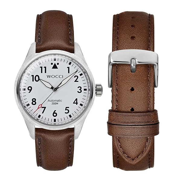 WOCCI WOCCI 23mm Vintage Leather Watch Band Dark Brown for Men and Women with Silver Buckle - View 7 of 11
